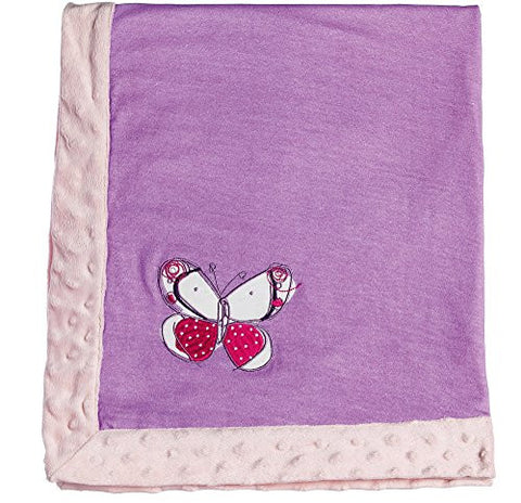 Butterflies Embroidered Minky Dot Blanket