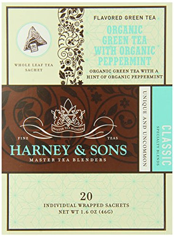 Harney & Sons Organic Green Tea With Organic Peppermint, Pack Of 6
