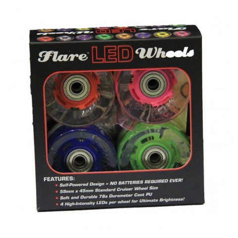 Hippy 4-pack - 59mm/78a CruiserWheels Blue/Green/Red/Pink with ABEC-9
