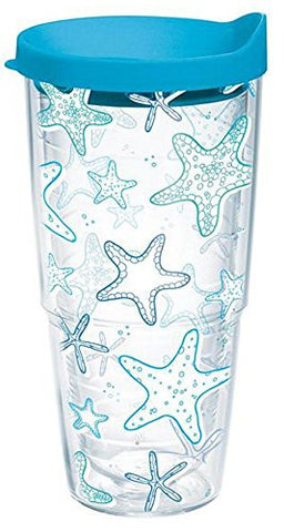 B2B Exclusives Wrap, Starfish Pattern 24 oz - With Turquoise Travel Lid