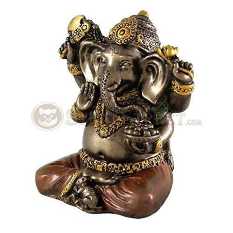 2 Inch Elephant Ganesh Cold Cast Resin Statue Figurine, Orange