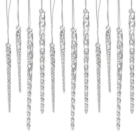 CLEAR GLASS ICICLE CHRISTMAS ORNAMENT - 24 PIECE BOX