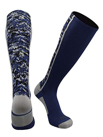 Digital Camo Over/Calf, Heel/Toe, Navy, Medium