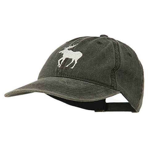 Otto:Dakota, American Moose Embroidered Washed Cap - Black (fitting up to XL size)