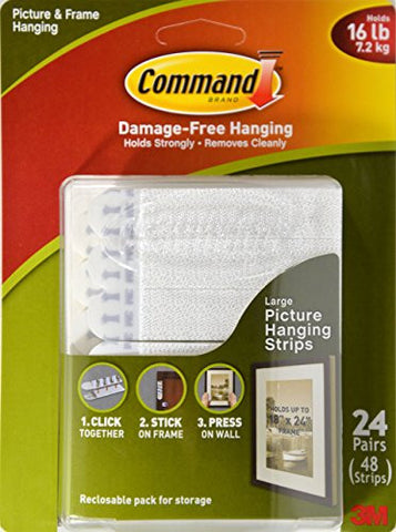 Command Picture & Frame Hanging Strips, Large (24 Pair)