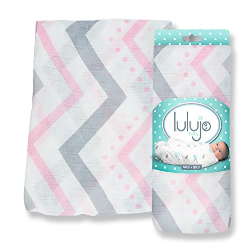 Bamboo Muslin Swaddling Blanket 47"x47" - Pink Chevron