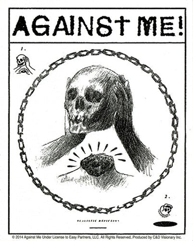 Against Me- Decapitated Skull Logo - 4" x 5" One Color Sticker