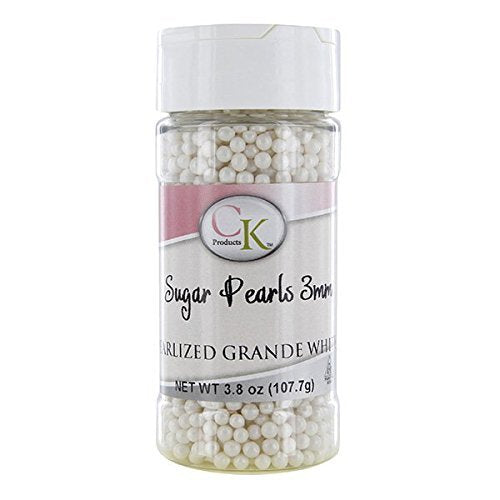 White 3-4MM Sugar Pearls, 3.8 oz