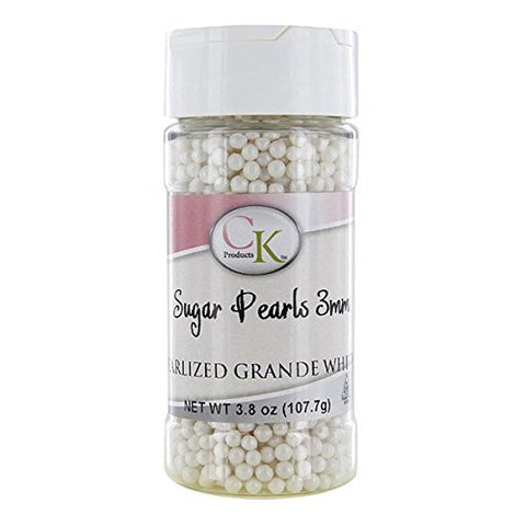 White 3-4MM Sugar Pearls, 3.8 oz