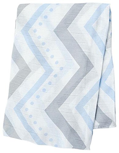 Bamboo Muslin Swaddling Blanket 47"x47" - Blue Chevron