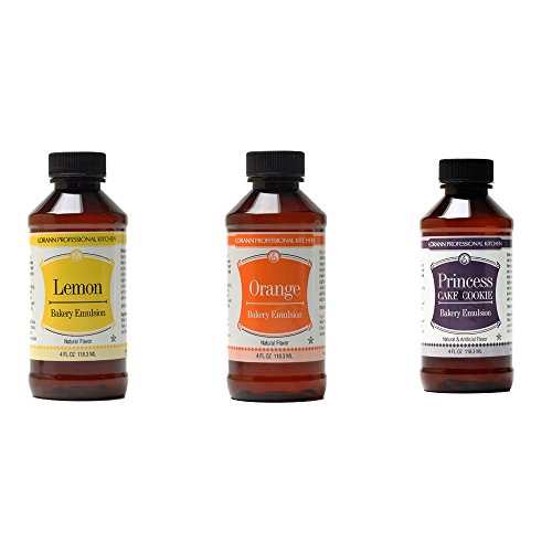 Bakery Emulsion, Orange Flavor, 4 oz,
Bakery Emulsion, Princess Cake and Cookie Flavor, 4 oz, and
Bakery Emulsion, Lemon Flavor, Natural, 4 oz