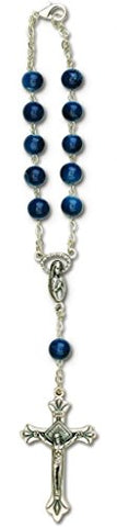 Auto Rosary - Blue Imitation Marble Glass Beads