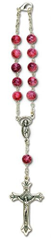 Auto Rosary - Pink Imitation Marble  Glass Beads