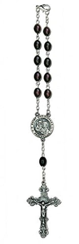 Auto Rosary - “Traveler’s Rosary” Brown Wood Beads