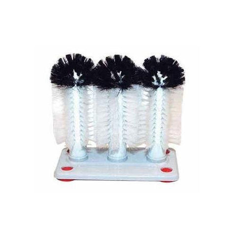 Glass Washer Brushes, 3 Brushes w/ Plastic Base, Set of 3