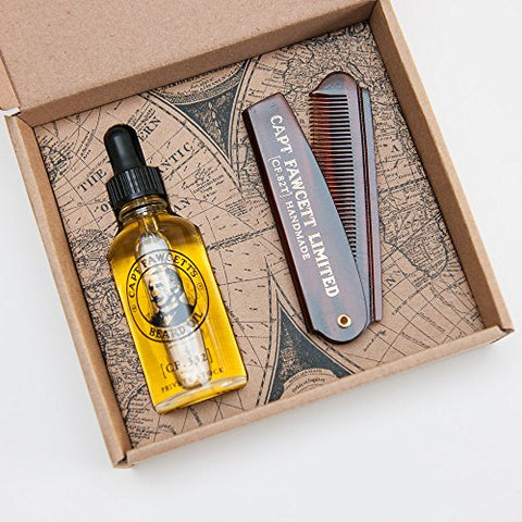 Captian Fawcett's Beard Oil & Beard Comb Gift Set