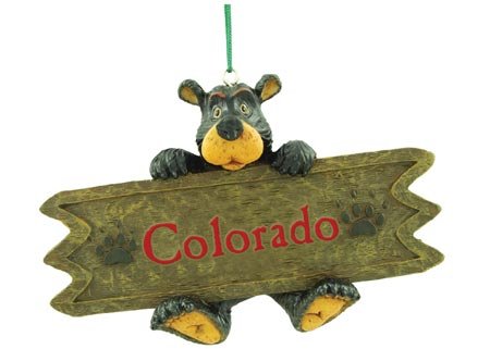 Willie Bear Ornament Colorado 4.5"x3"