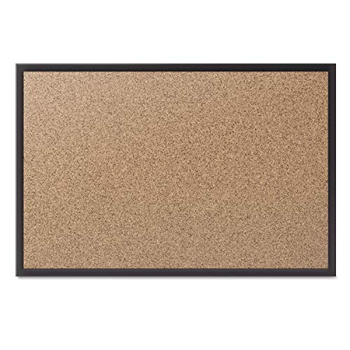 Quartet Classic Cork Bulletin Board, 36" x 24", Black Aluminum Frame