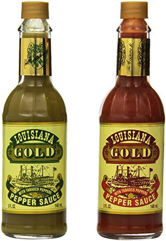 Louisiana Gold Green Pepper Sauce 5 oz and
Louisiana Gold Red Pepper Sauce 5 oz
