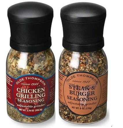 Disposable Grinders, Steak and Burger Seasoning, 6 oz and Chicken Grilling Seasoning, 3.75 oz