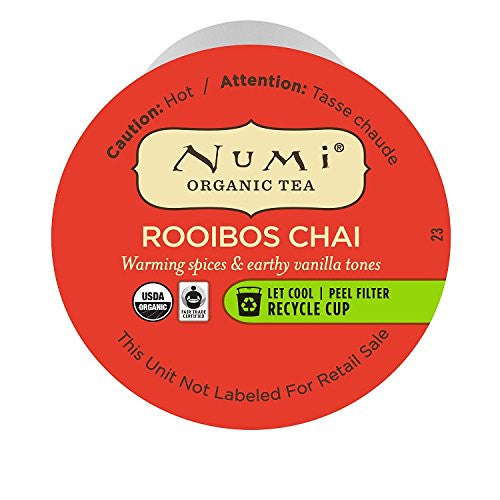 NUMI ORGANIC TEA, ROOIBOS CHAI (16 SINGLE SERVE CUPS)