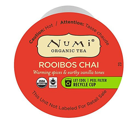 NUMI ORGANIC TEA, ROOIBOS CHAI (16 SINGLE SERVE CUPS)