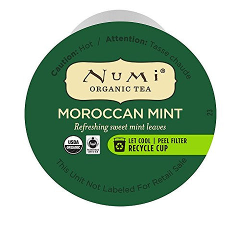NUMI ORGANIC TEA, MOROCCAN MINT (16 SINGLE SERVE CUPS)