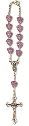 Auto Rosary - Amethyst Beads With Silver Foil Accents