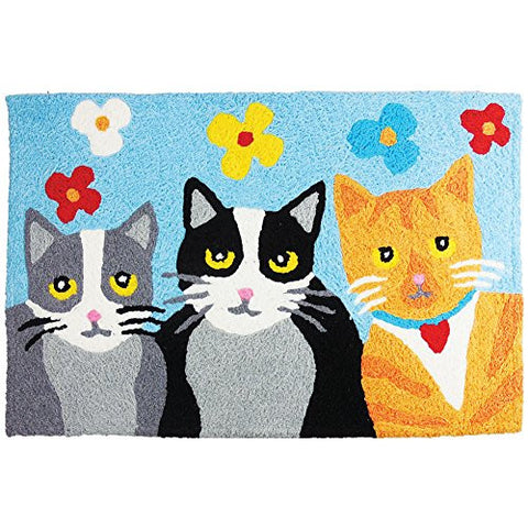 Jellybean Kat Krazy Kitty-Cat Trio Inside/Outside Rug - Recycled Materials
