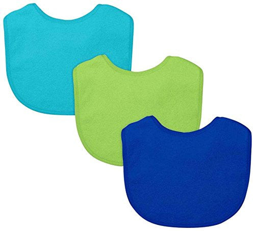 Stay-dry Infant Bibs (3pk) made from Organic Cotton-Blue Set-3/12mo