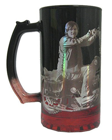 WD Daryl Bike Beer Mug Foil Design - Gradient Glass Spray Red to Black 16oz