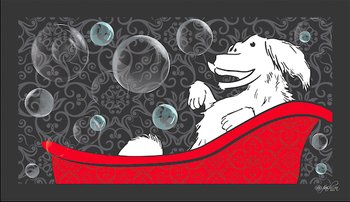 Dog Fashion Spa Dog Bathing Mat - Happy Dog in a Tub -  28 in x 16 in