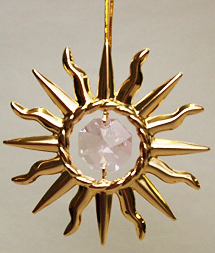 Gold Plated Sunburst Ornament Small Pink