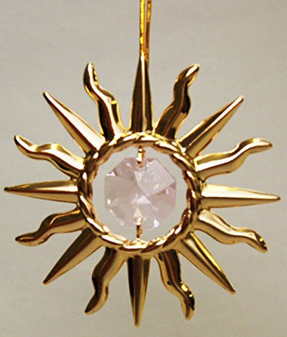 Gold Plated Sunburst Ornament Small Pink