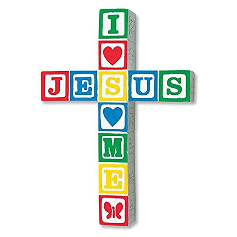 Jesus Loves Me Wall Cross Primary Colors