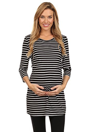Bailey Striped Empire Nursing Top, Black & White, XLarge