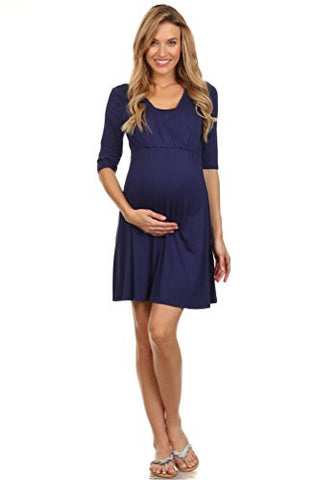 Jolie Crossover Half Sleeves Nursing Dress - Navy, X-Large