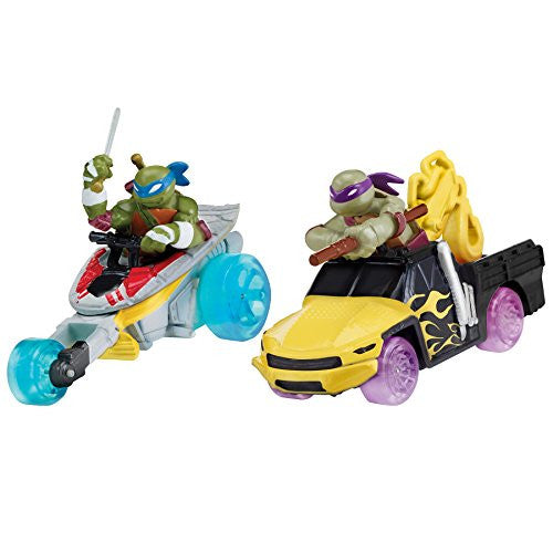 TEENAGE MUNTANT NINJA TURTLES - T-MACHINES DIE CAST, Basic Vehicle (2-Pack)- Leo in Stealth Bike and Donnie in Service Truck