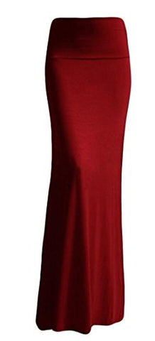 Azules Women'S Rayon Span Maxi Skirt - Solid (Burgundy / 1X Plus)