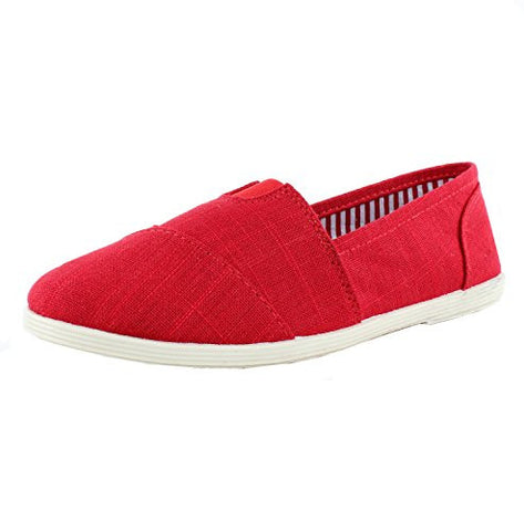 Soda Object-S Flats-Shoes, Red Linen, 5