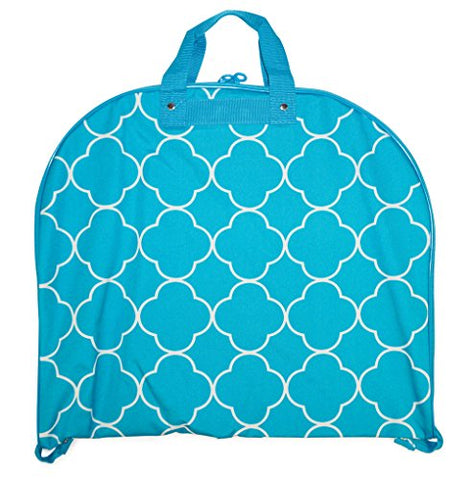 Teal Blue Quatrefoil Print Wholesale Garment Bag (40-inch)