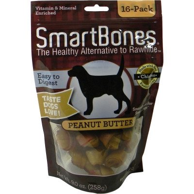SmartBones Mini, Rawhide Free Dog Treats, Peanut Butter - 16 pack