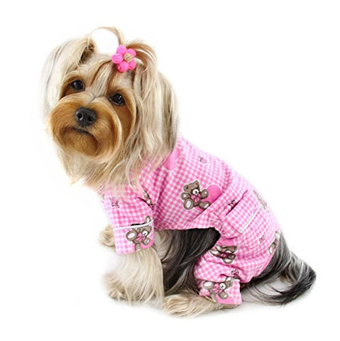 Adorable Teddy Bear Love Flannel PJ, Pink, S