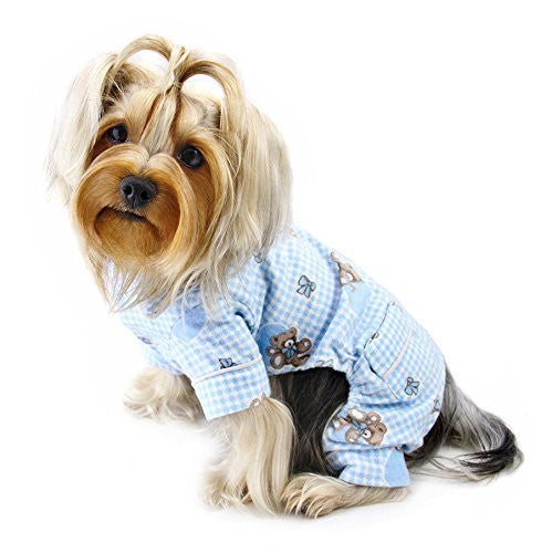 Adorable Teddy Bear Love Flannel PJ, Light Blue, M