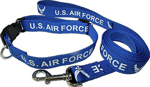 U.S. Air Force Blue Dog Collar and Leash 4 Ft. (14-22 In. Collar) - Licensed Product