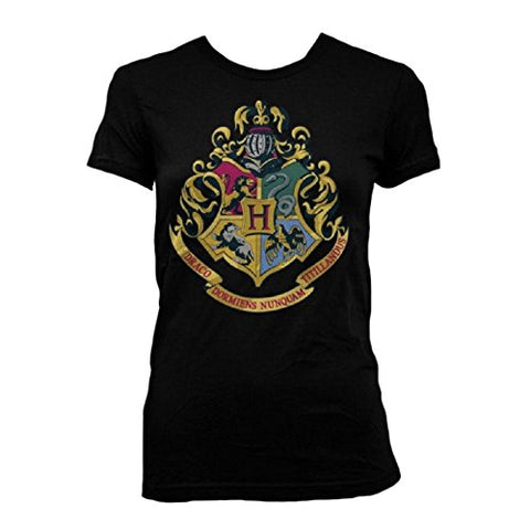 Harry Potter Crest Juniors Black T-Shirt-M