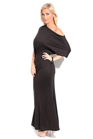 Of The Shoulder Sleeve Maxi Dress - Black, Size Medium