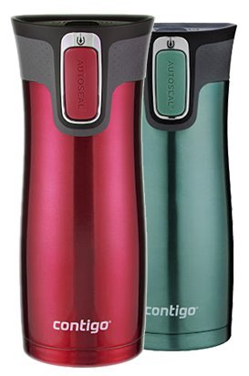 Contigo West Loop 2.0 Autoseal Stainless Steel Tumbler with Easy Clean Lid, 16oz - Watermelon/greyed Jade , 2-pack (not in pricelist)