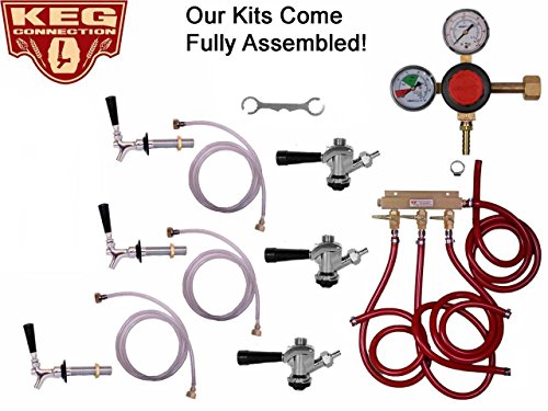 3 Faucet Refrigerator Keg Kit for Standard Commercial (Sanke) Kit, Taprite Regulator