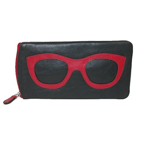 Eyeglass Case With Zip Closure, Black/Red